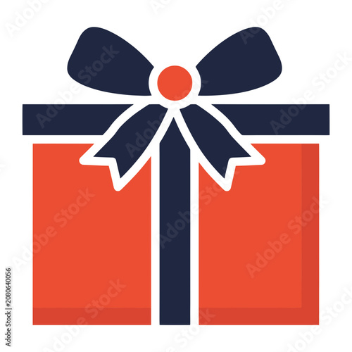 Flat Design Gift Box with Bow Vector