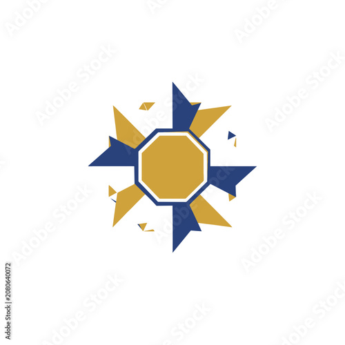 Flat geometric starburst with octagon and rays