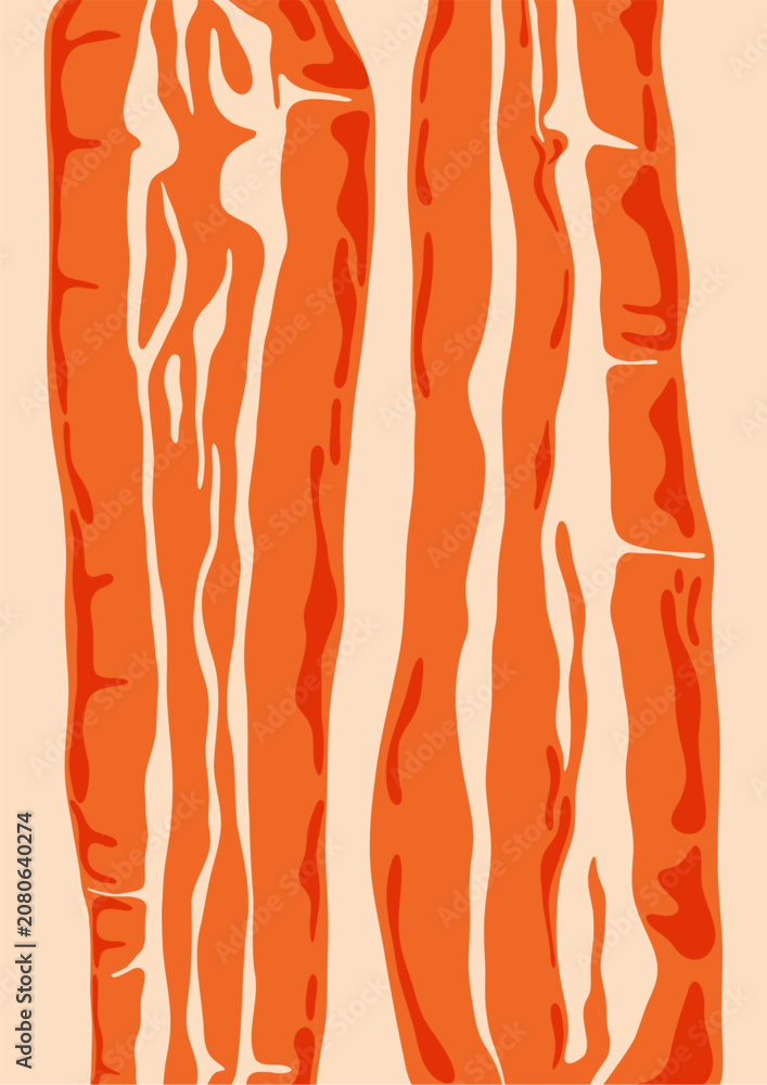 Fototapeta premium Carrot poster. Abstract organic vegetable food for kitchen art print, modern farm background, agriculture food banner design with carrot root plants chopped slices. Vector illustration