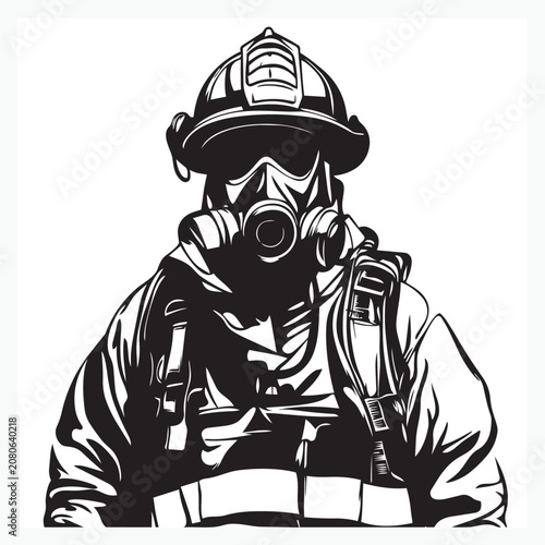 illustration of a firefighter wearing a hat