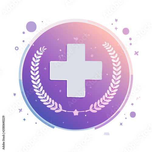 Medical cross with laurel wreath and star badge