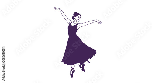 Cuadro en lienzo Woman in purple dress dancing freely.