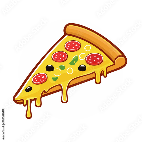 Cartoon Pizza Slice with Toppings