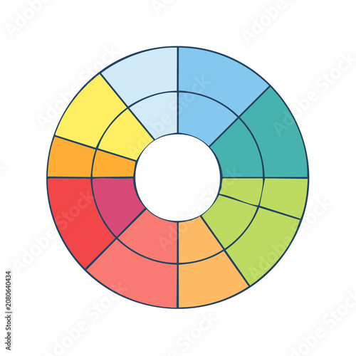 Colorful circular pie chart with multiple segments