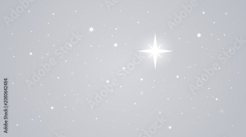 Bright glowing white stars scattered across a smooth soft grey gradient background for artistic design projects