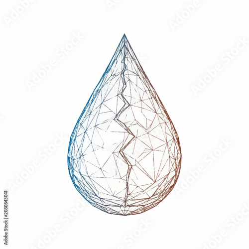 Принти на полотні Abstract wireframe teardrop shape with geometric design.