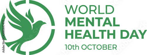 Tableau sur toile Green ribbon and human head with leaves for world mental health day awareness campaign on black background