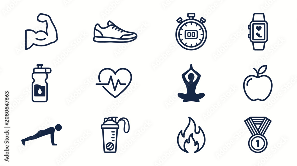 Fototapeta premium Health and wellness symbols for fitness lifestyle and nutrition
