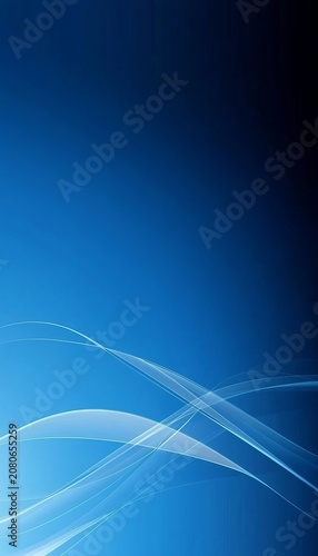 Abstract Waves Background Pattern Designed With Light Linear Elements And Deep Blue Gradient Colors.