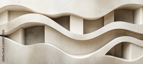 Contemporary Architectural Design with Serene Abstract Curves and Gentle Color Blending in Interiors