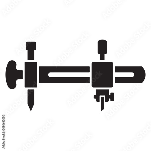 Cuadro en lienzo Beam compass or trammel point tool icon for woodworking layout and drafting large circles accurately