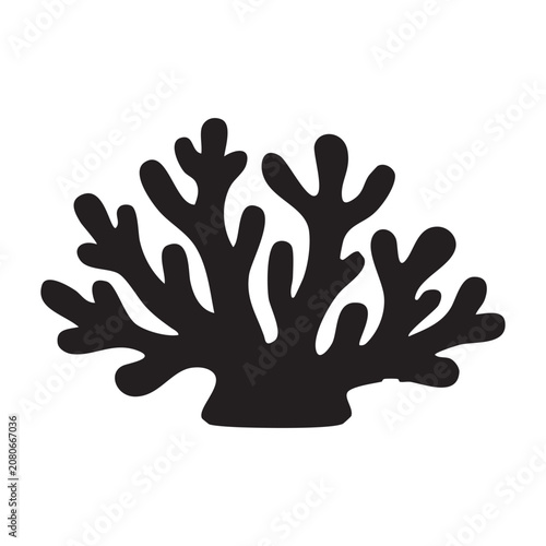 Black silhouette of a coral reef on white background