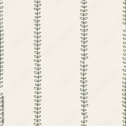 Minimal Botanical Stripe Seamless Neutral Pattern