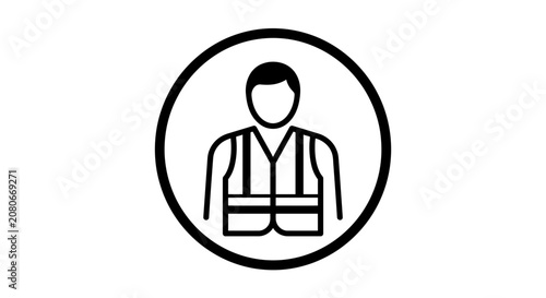 Construction Worker Icon - Safety Vest, Hard Hat Symbol, Industrial Silhouette