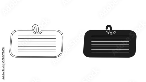 Foto Blank Name Tag Icon: A set of simple, minimalist icons representing blank name tags or labels, perfect for identification, organization, or event planning