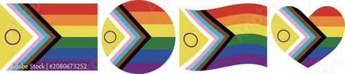 New intersex inclusive progress pride Rainbow sexual pansexual lgbt flag illustrator of national  Collection International  Set