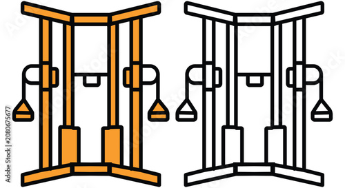 Принти на полотні Orange and black cable crossover gym machine vector illustration shown on transp
