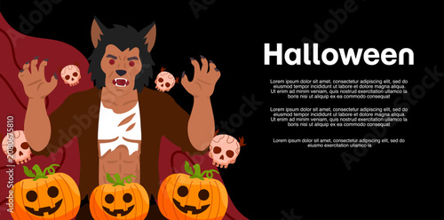 Obraz na płótnie Scary werewolf growling and showing sharp claws at night