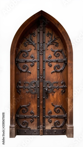 Ornate Gothic double wooden church door