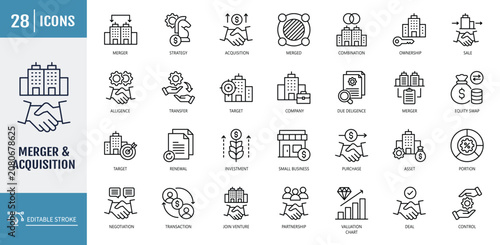 Fotografía Merger and Acquisition icon set