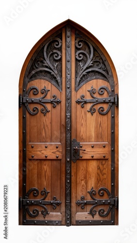 Ornate Gothic double wooden church door