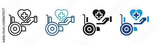 Foto Wheelchair Support icon set multiple style collection