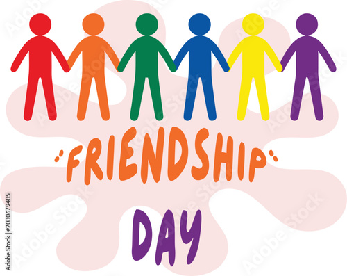 Friendship Day Celebration with People Holding Hands Illustration