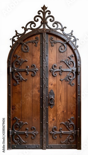 Ornate Gothic double wooden church door