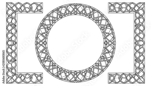 Celtic knot circular and rectangular border set design.
