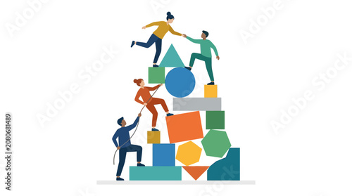 фотографія Diverse people collaborating on a challenging task, demonstrating teamwork and problem-solving