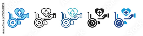 Foto Wheelchair Support icon set multiple style collection