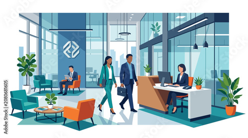 vector iluustration of Professionals in office