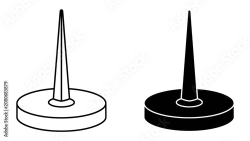 фотографія Pushpin Duo: A pair of pushpins, one rendered in a clean outline and the other in a solid black silhouette, showcases their simple yet effective design for fastening materials