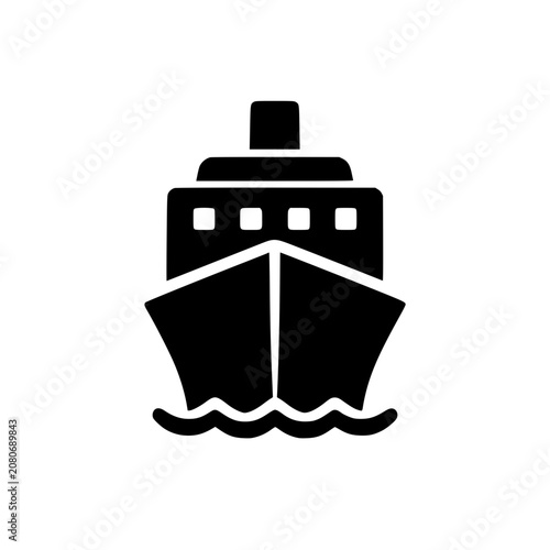 Freighter front silhouette on white background