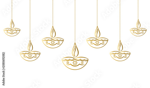 Golden oil lamp Diwali hanging design for Diwali celebration