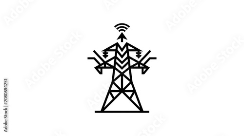 Telecommunications tower with wireless signal icon