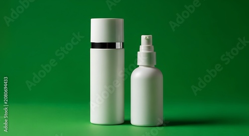 Minimalist Skincare Products on Green Background