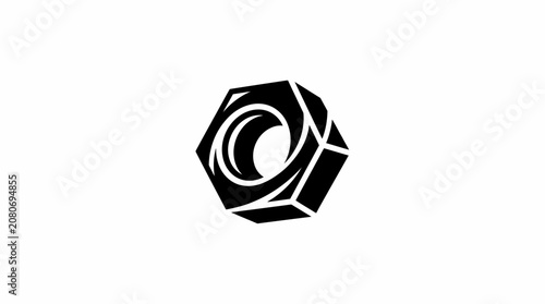 Abstract black geometric symbol on white background