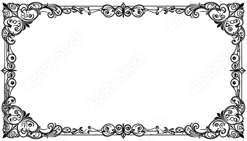 Ornate floral filigree rectangular border design
