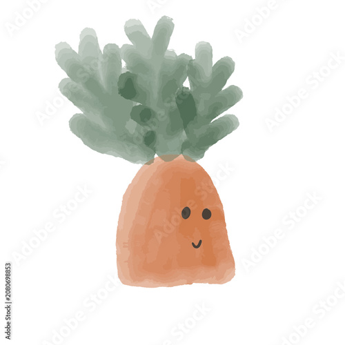 Watercolor Carrot Clipart Isolated on White