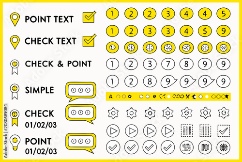 Obraz na plátně Numbered Checklist Icons With Location Pin And Text Bubbles Vector Illustration