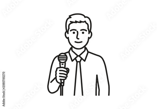 Cuadro en lienzo News Reporter Holding Microphone Interview Broadcast Journalism Illustration