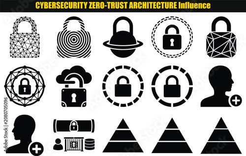 Collection Of Padlock Shapes And Human Profile Representations In A Dark Style padlocks lock locks security protection safeguard shield defense