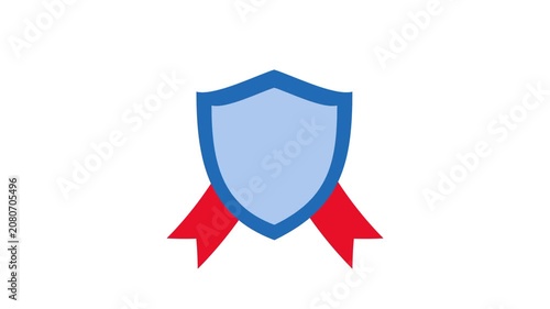 Animated premium shield badge with swinging ribbon for quality guarantee