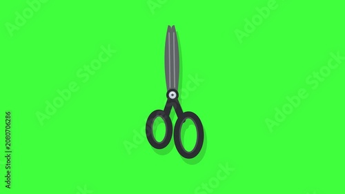 Animated Scissors Tool Icon on Green Screen