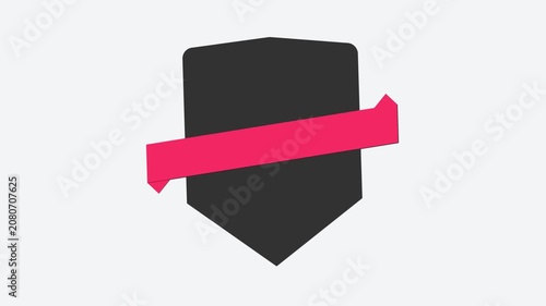 Black Shield with Pink Ribbon Banner Icon