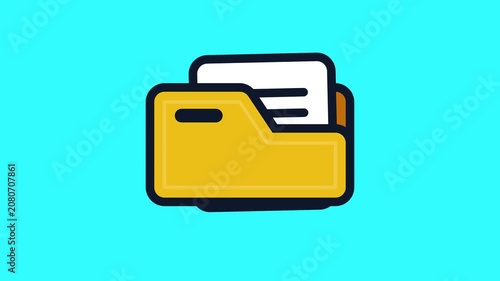 Animated Yellow File Folder and Document Icon