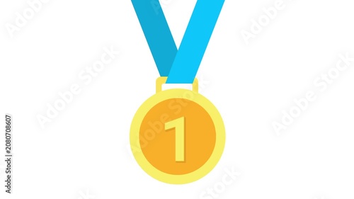 Animated gold medal necklace icon for graduation or sports award