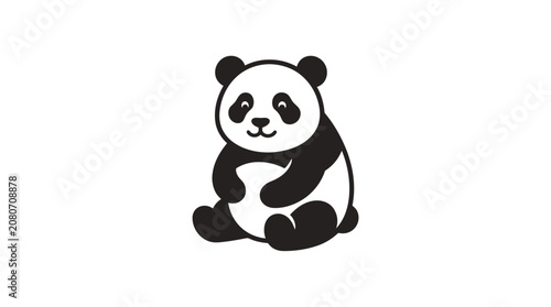 Cute black and white panda character illustration sitting