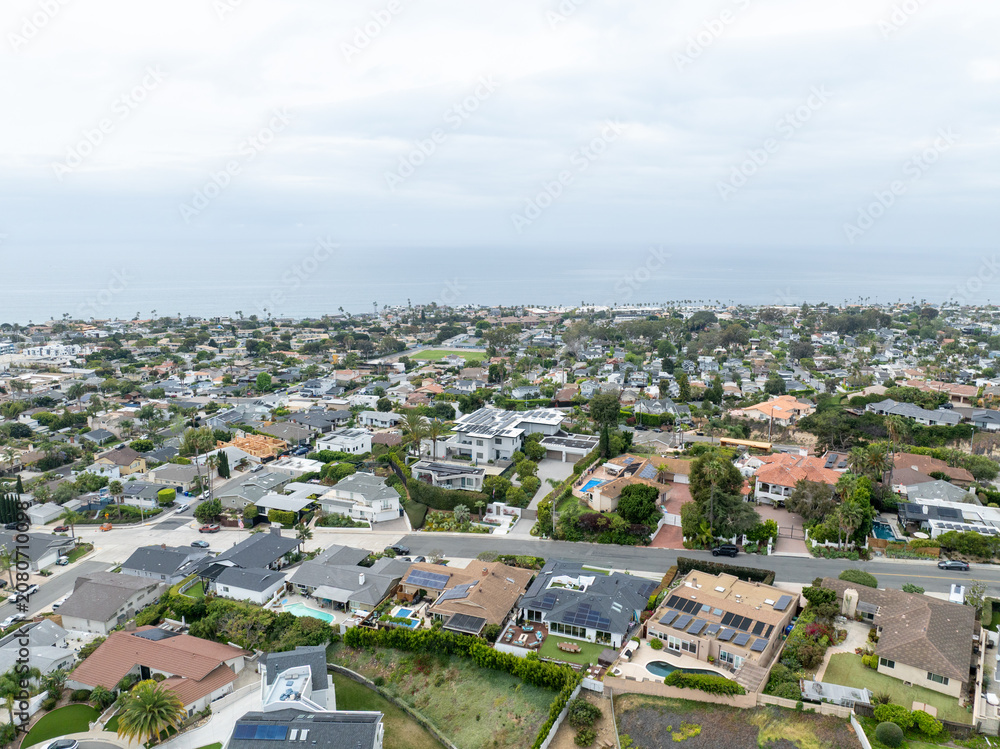 Obraz premium Aerial view of Bird Rock seaside neighborhood within the larger community of La Jolla in San Diego, California, USA